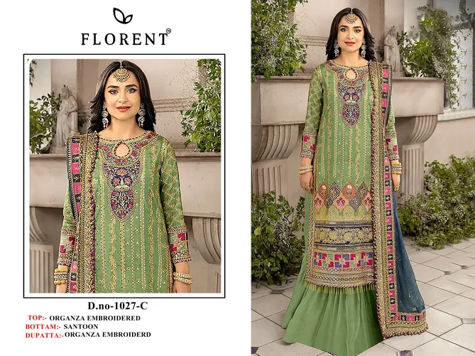 Florent 1027 A To D Organza Embroidered Pakistani Salwar Kameez Wholesale Price